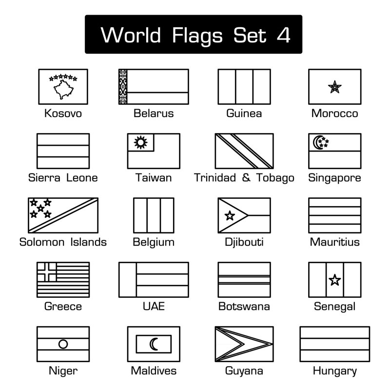 Флаги мира раскраска
