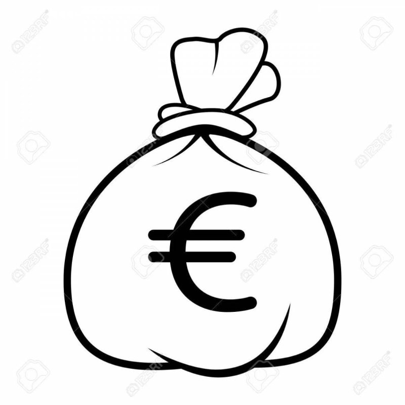 Мешок денег раскраска евро