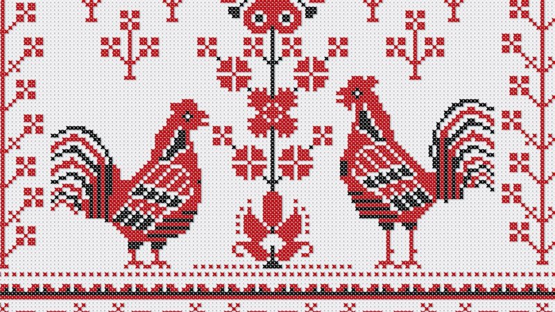 Славянская вышивка птицы