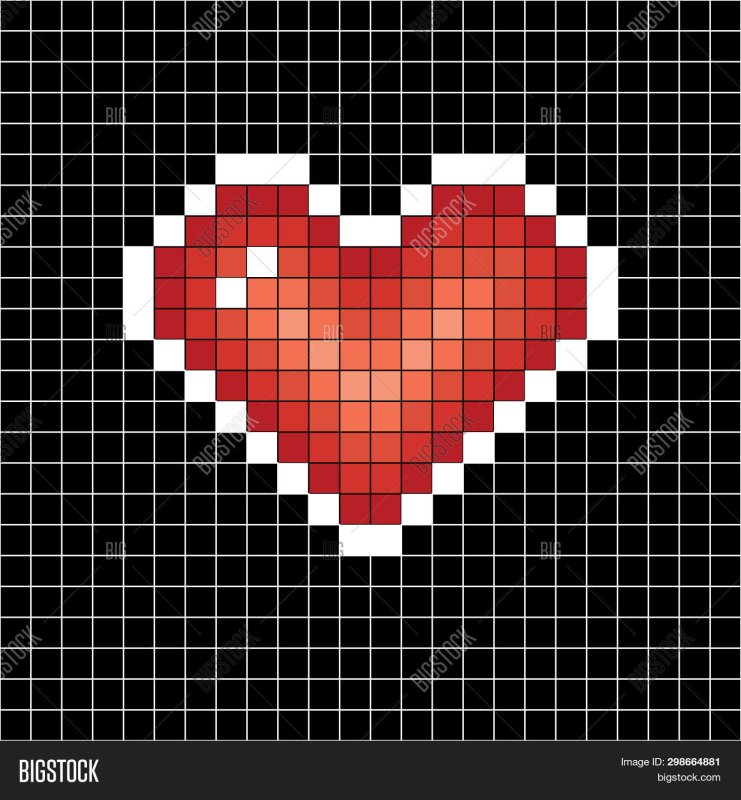 Пиксельное сердце по клеточкам