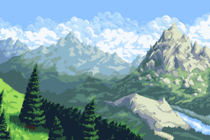 Пиксельный горы