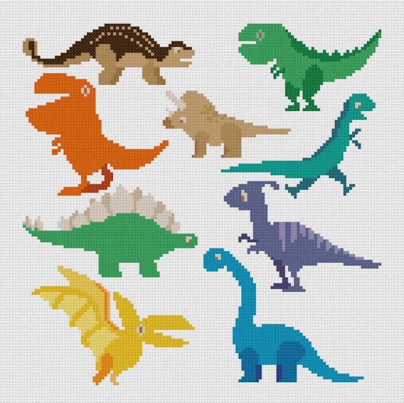 Рисование по клеточкам динозавр