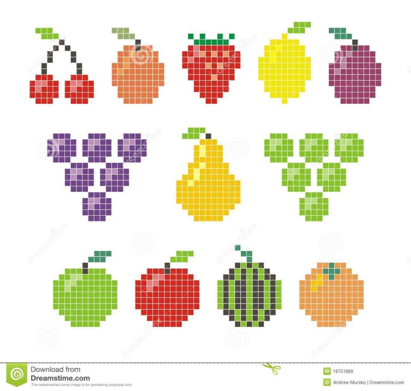 Рисование по клеточкам фрукты и ягоды
