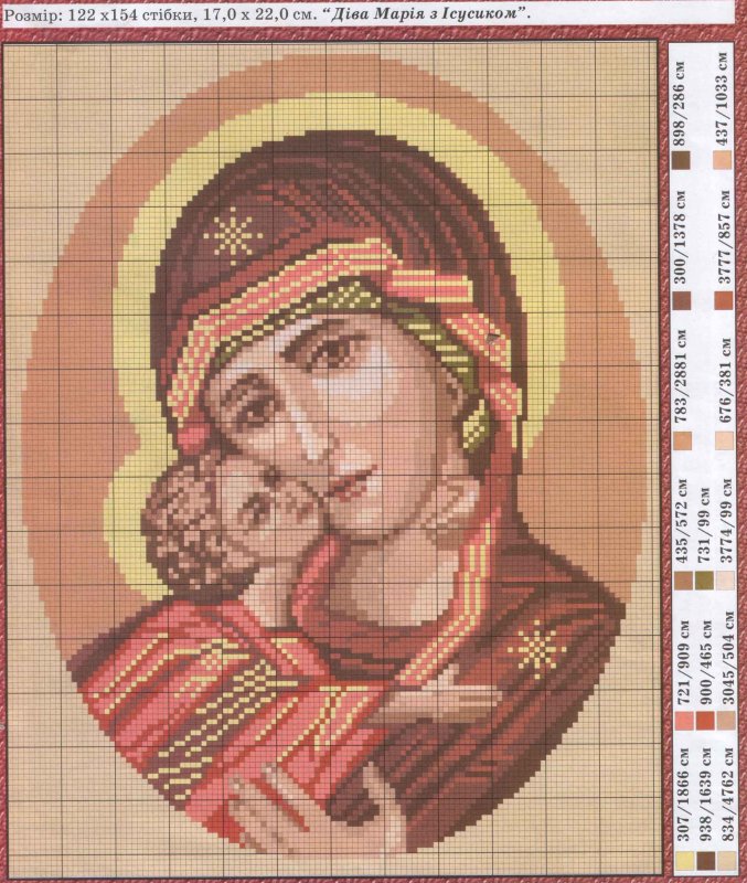 Владимирская икона Божией матери вышивка крестом