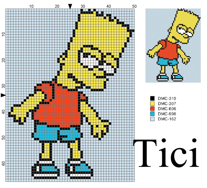 Барт симпсон схема вышивки