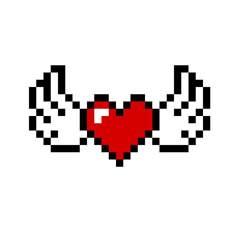 Пиксельное сердце с крыльями