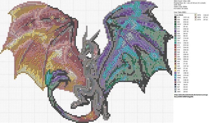 Схема вышивки дракончик