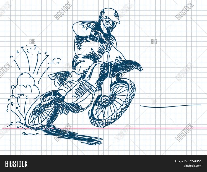 Мотоцикл рисунок ручкой