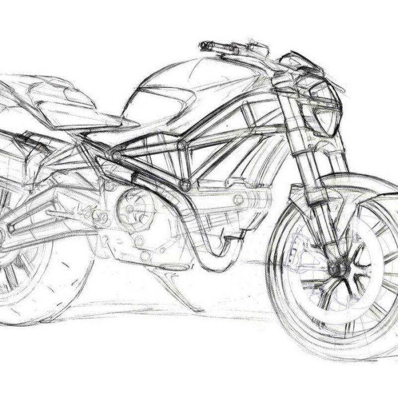 Мотоцикл рисунок карандашом