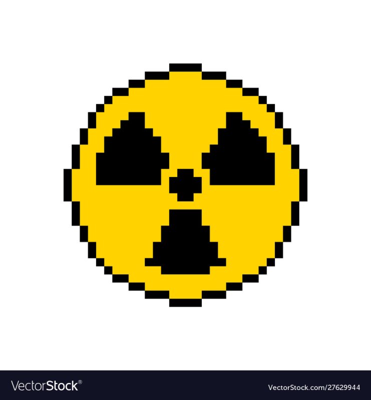 Знак радиации в пикселях