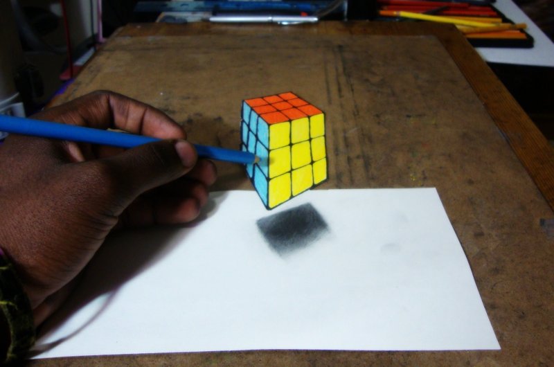 3д куб на бумаге