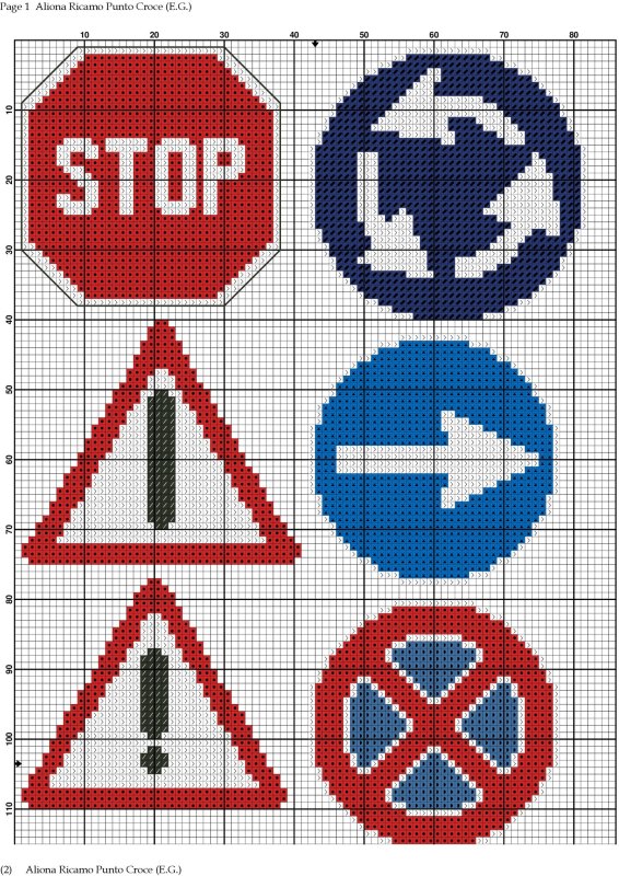 Вышивка крестом дорожные знаки