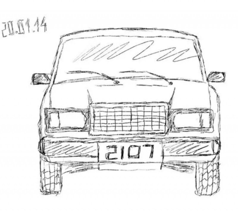 Рисунки машин ВАЗ 2107 спереди легкий