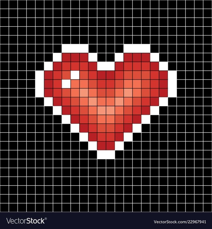 Пиксельное сердце по клеточкам