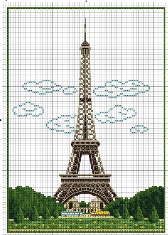 Схема вышивки крестиком Париж Эйфелева башня