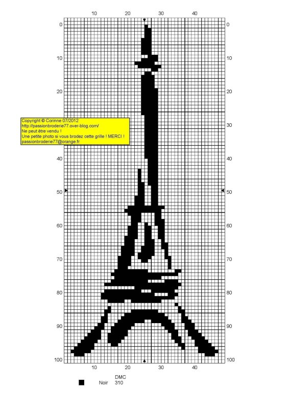 Схема вышивки крестиком Париж Эйфелева башня