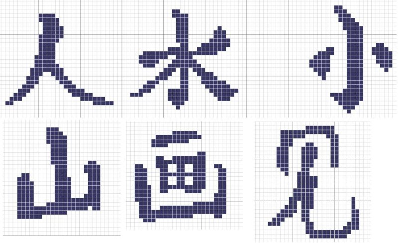 Схемы вышивки китайских иероглифов