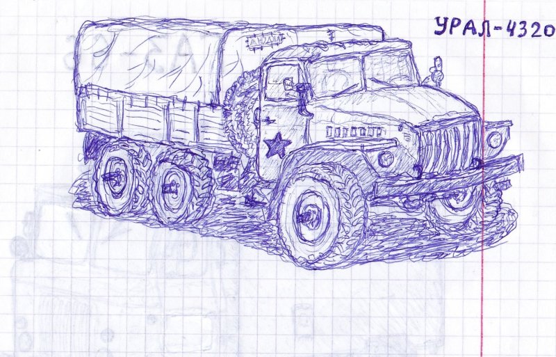 Военный Урал 4320 ручкой