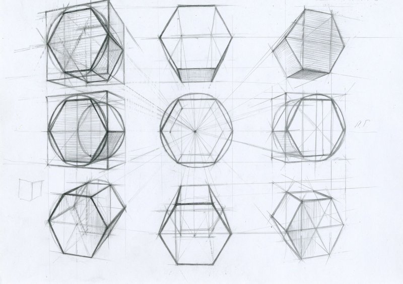 Построение шестиугольной Призмы в перспективе