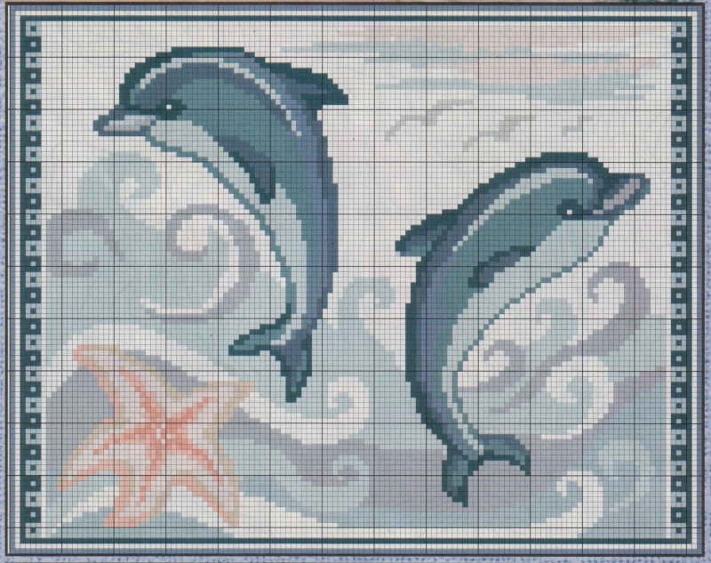 Вышивка дельфины схема