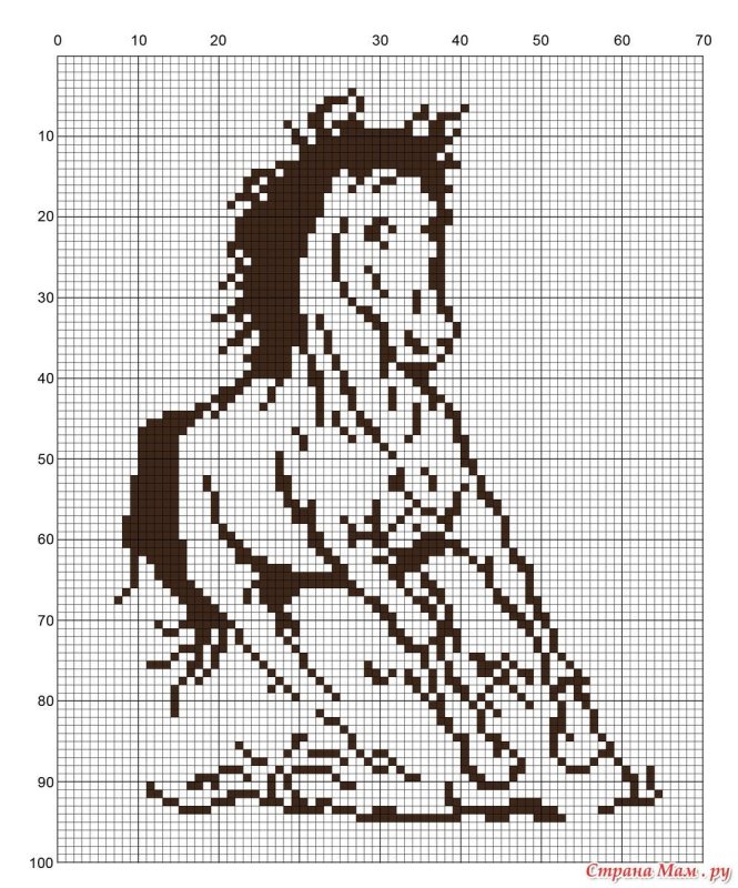 Вышивка крестом лошадь монохром схема