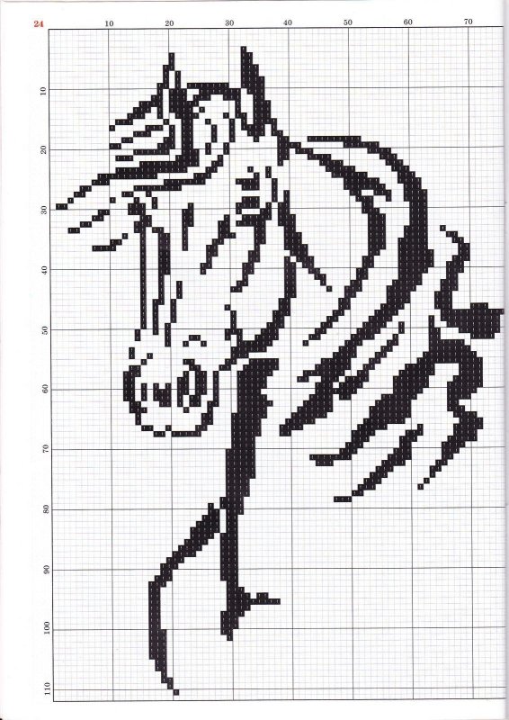 Вышивка крестом лошадь монохром схема