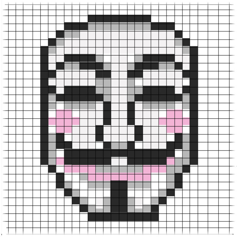 Анонимус маска пиксель арт
