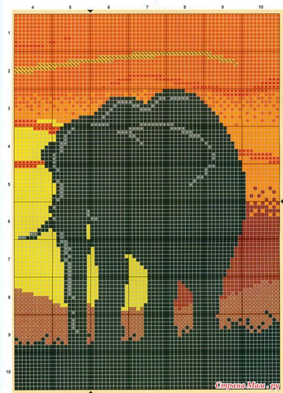 Вышивка африканские слоны