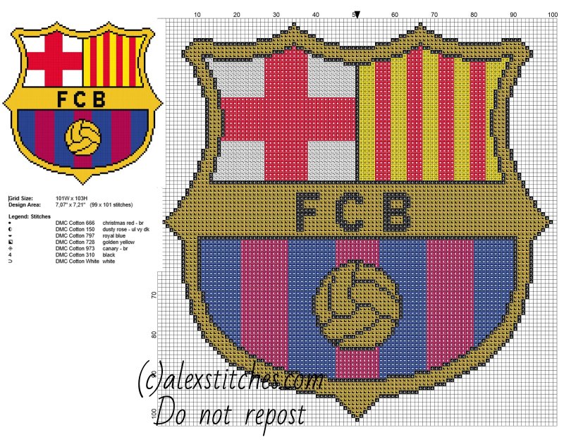 Схема вышивки ФК Барселона