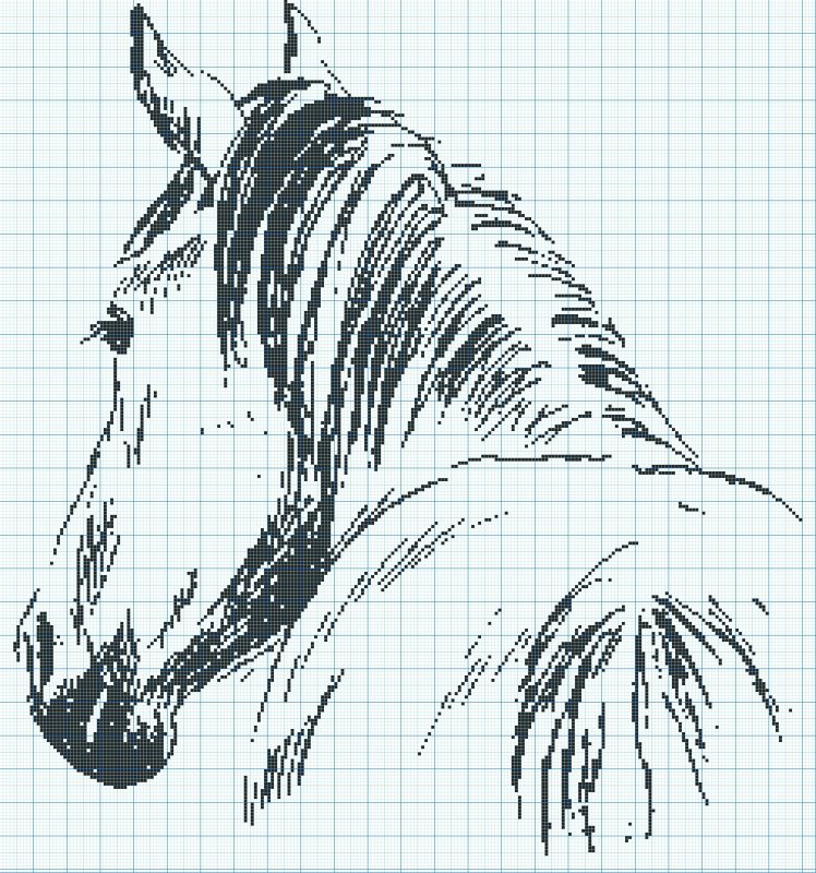 Вышивка лошадь монохром
