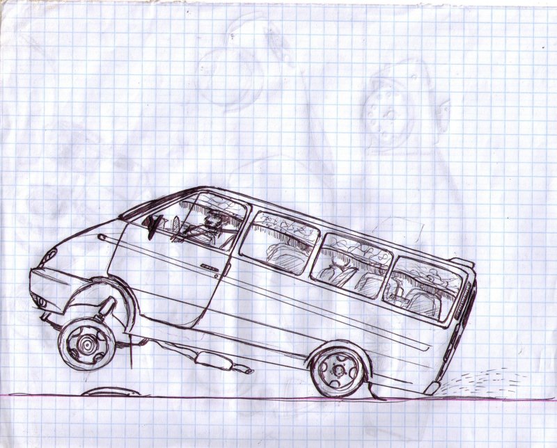 Рисунок Приоры карандашом на парковке