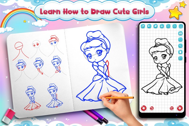 Cute girls draw