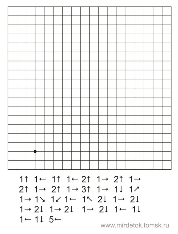 Пустая клетка для графического диктанта для дошкольников 6-7 лет