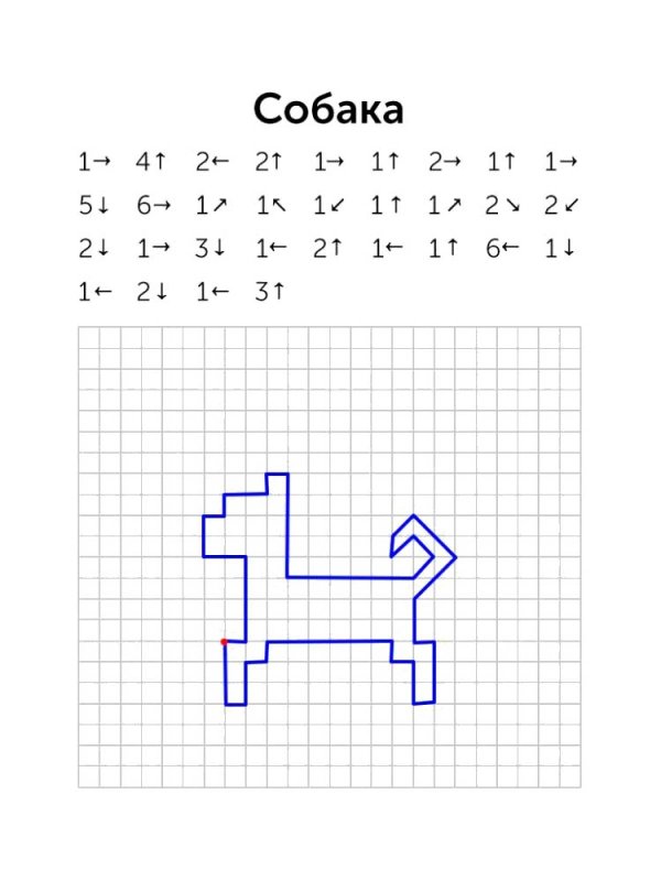 Графический диктант собака по клеточкам для дошкольников