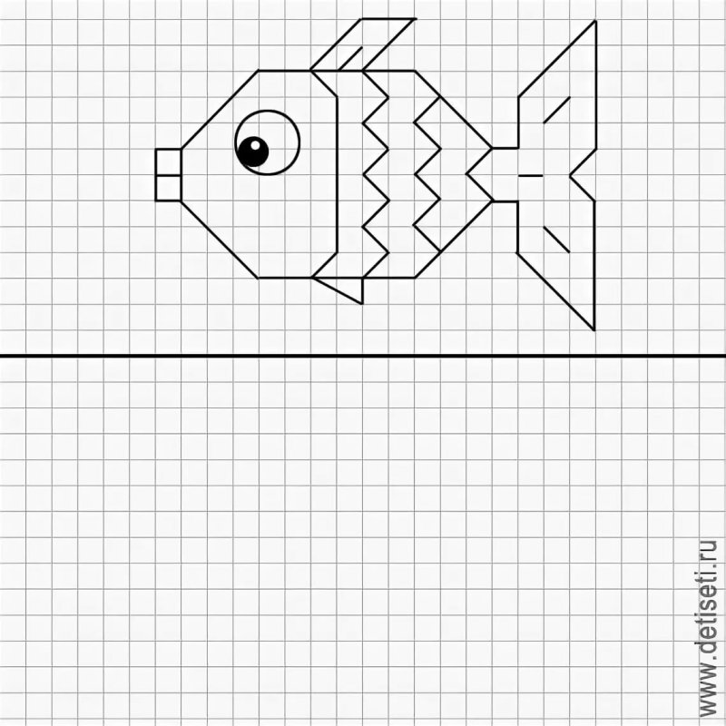 Рисунки по клеточкам рыбка