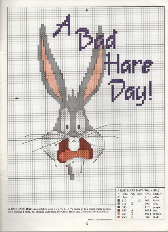 Bugs Bunny схема вышивки крестом