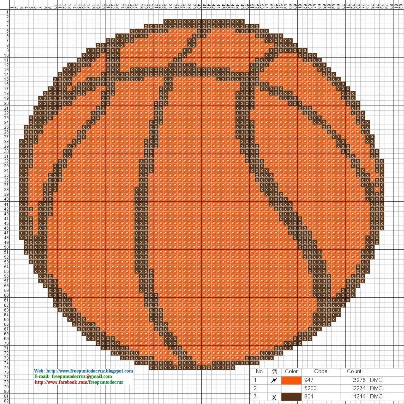 Вышить баскетбольный мяч крестиком