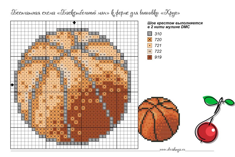 Схема вышивки баскетбольного мяча