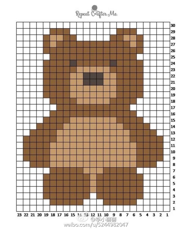 Медведь по клеточкам для детей