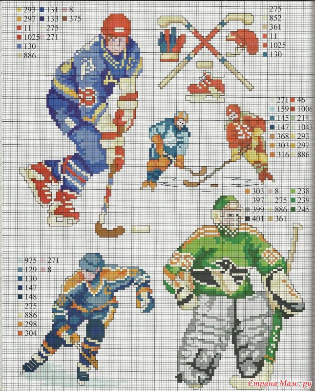 Схема вышивки крестом хоккеист