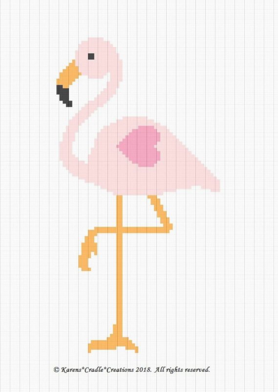 Простая вышивка Фламинго