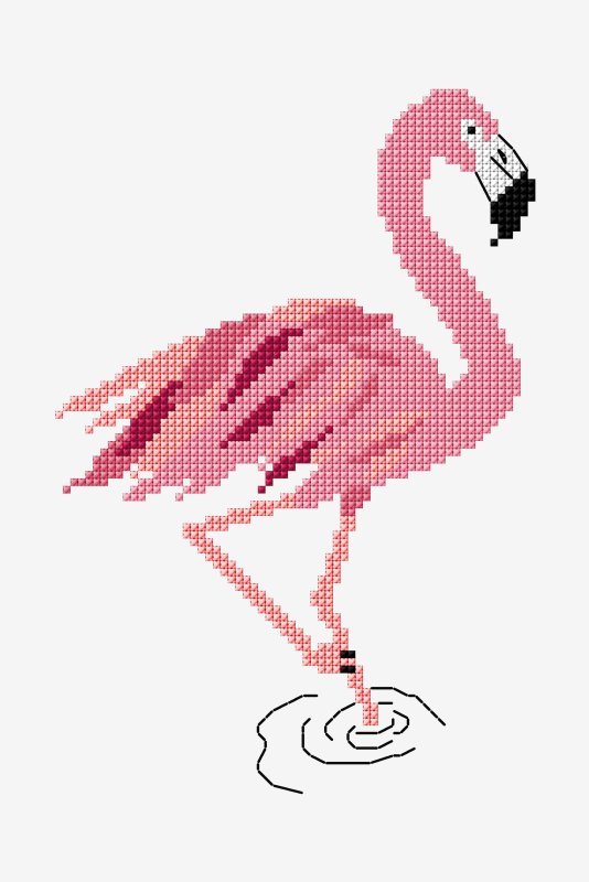 Вышивка Фламинго