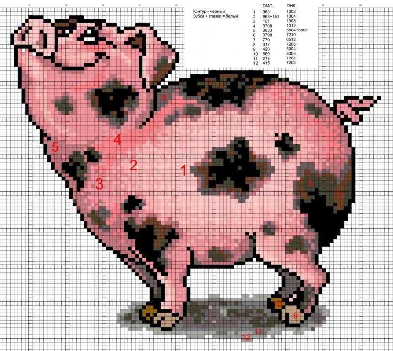 Вышивка крестиком свиньи