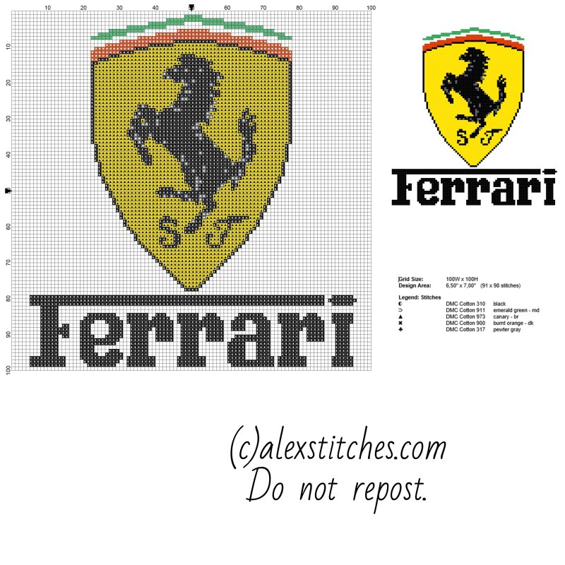 Вышивка логотипа Феррари