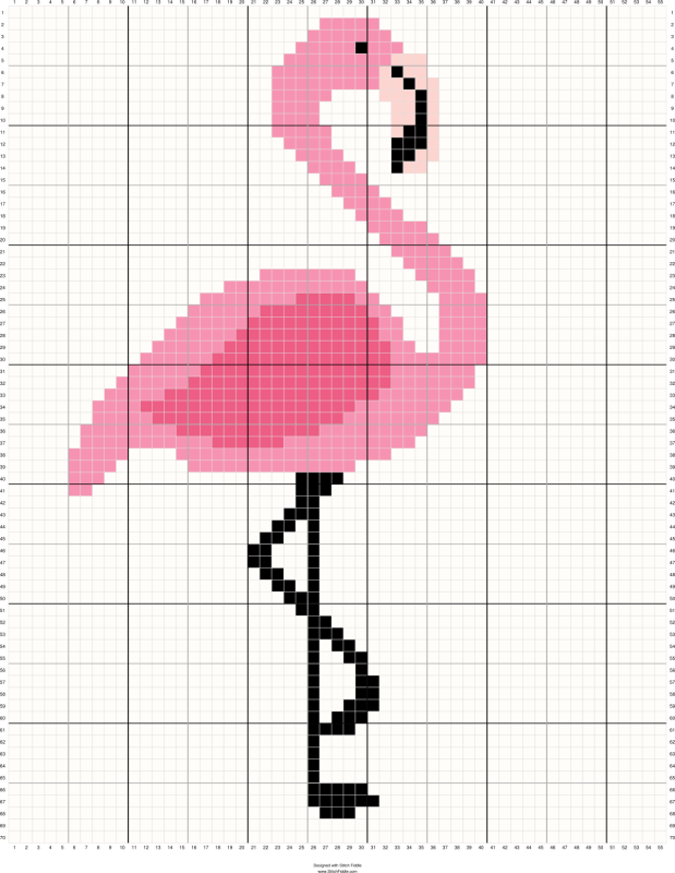 Розовый Фламинго вышивка крестом