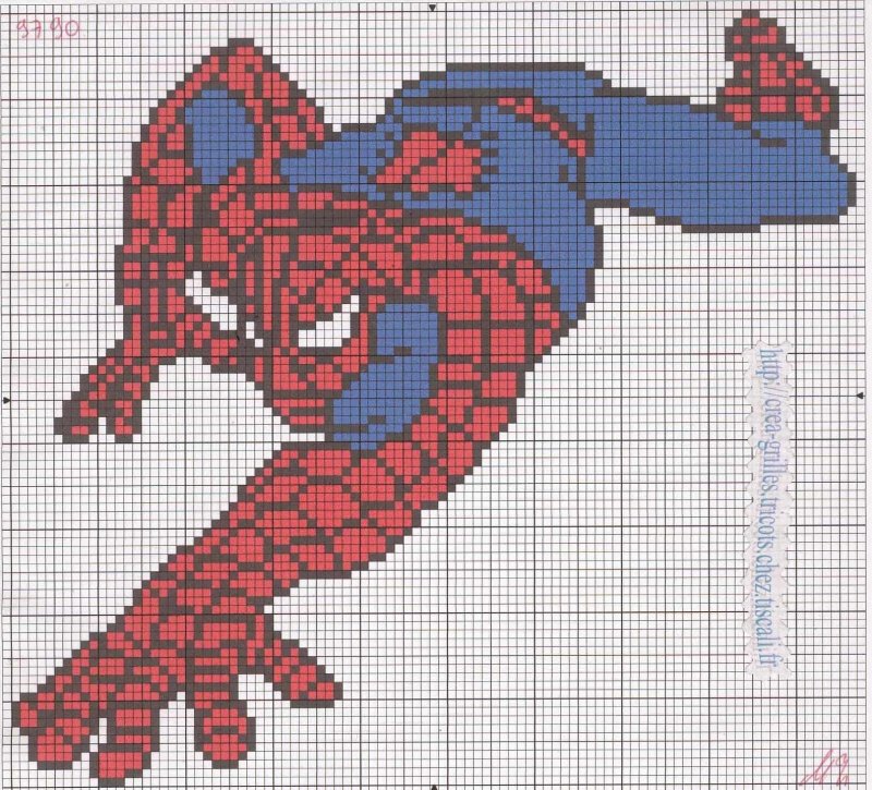 Схема вышивки крестиком человек паук
