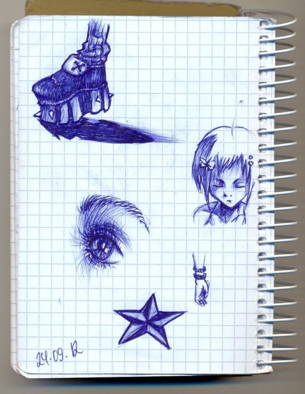 Рисунки ручкой в тетради