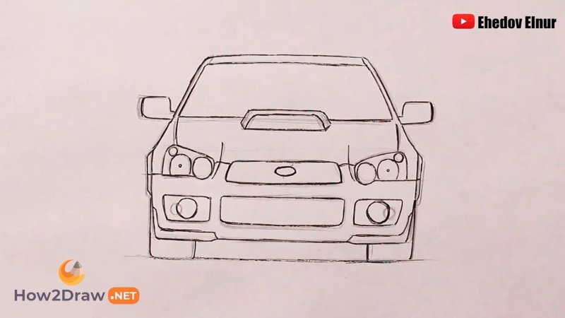 Машина Субару нарисовать пошагово