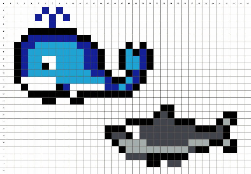 Акула пиксель арт
