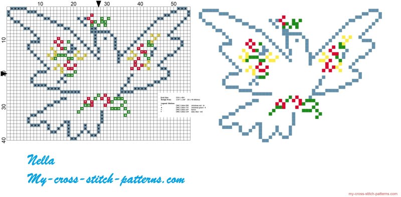 Схема для вышивания крестиком голубь